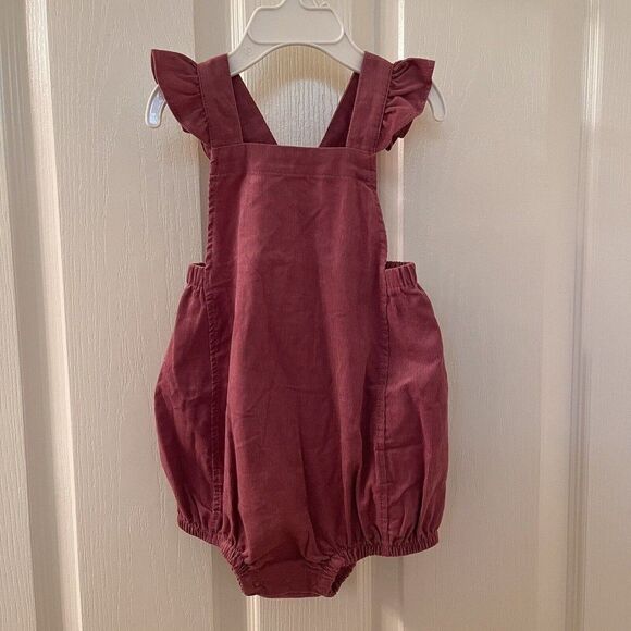 Angel Dear Dusty Orchid Corduroy Ruffle Romper Girls Size 18-24 Months NWT - Picture 1 of 12